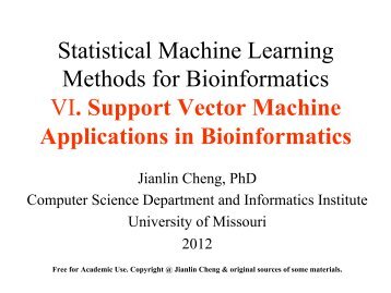Support Vector Machine Applications in Bioinformatics - Eagle.cs ...