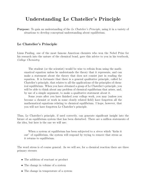 Lab XI - Le Chatelier's Principle