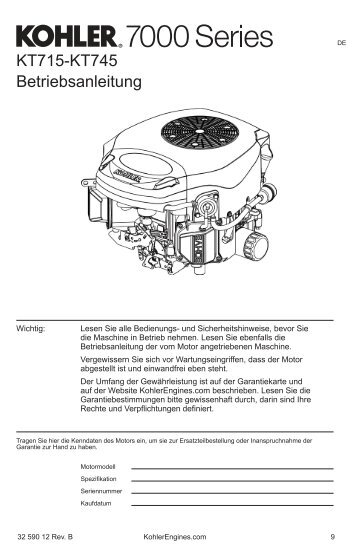 KT715-KT745 Betriebsanleitung - Kohler Engines