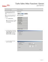 Turbo Sabre Other Functions: Queues - Sabre Travel Network