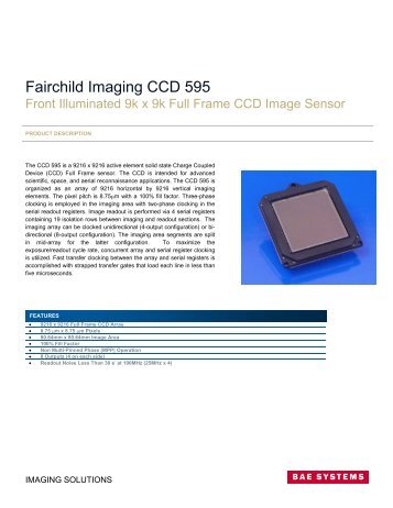 CCD 595 Data Sheet - Fairchild Imaging