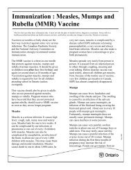 Immunization : Measles, Mumps and Rubella (MMR) Vaccine