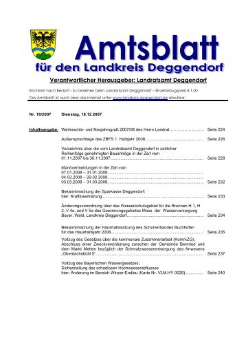 Verantwortlicher Herausgeber - Wasserwirtschaftsamt Deggendorf ...