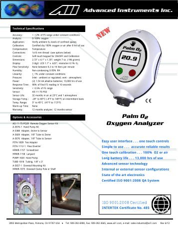 Palm O2 IW Oxygen Analyzer.