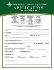 Application for Enrollment - Holy Family Catholic High School