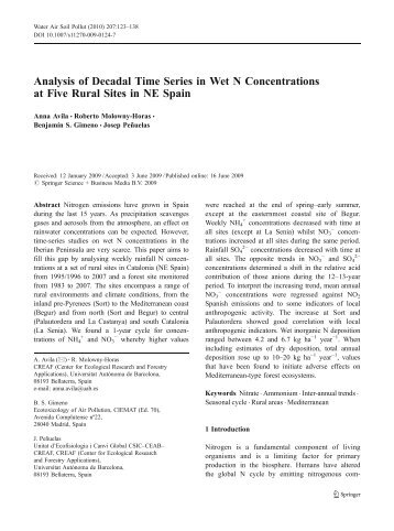 Water Air, and Soil Pollution 207 - CREAF - Universitat AutÃ²noma de ...