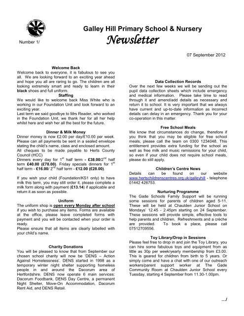 Newletter 7th Septembe - Galley Hill Primary School and Nursery