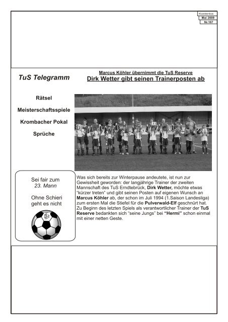 Statistik Saison 2008/2009 - TuS Erndtebrück