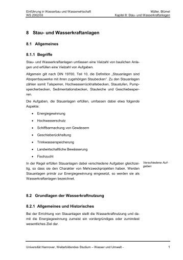 8 Stau- und Wasserkraftanlagen - Wasser- und Schifffahrtsamt ...