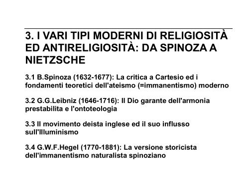 3. i vari tipi moderni di religiositÃ  ed antireligiositÃ : da ... - STOQ