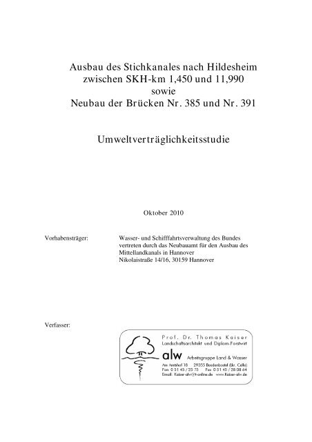 3. Umwelt und ihre Bestandteile (Schutzgüter) - WSD Mitte - Wasser ...