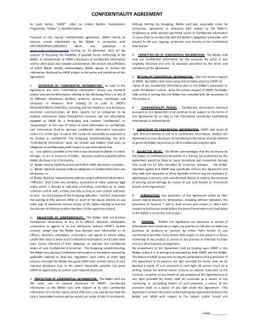 confidentiality agreement - Procurement Notices - United Nations ...