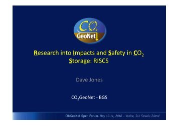 Research into Impacts and Safety in CO2 Storage - CO2Geonet