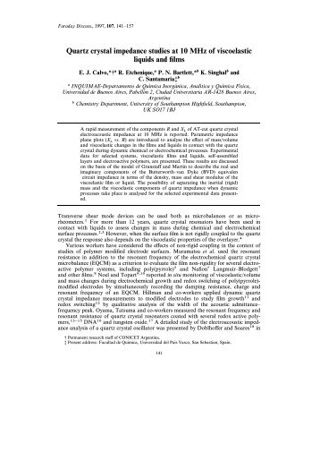 Quartz crystal impedance studies at 10 MHz of viscoelastic liquids ...