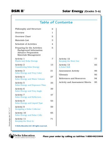 Solar Energy -Teacher's Guide Table Of Contents ... - Delta Education
