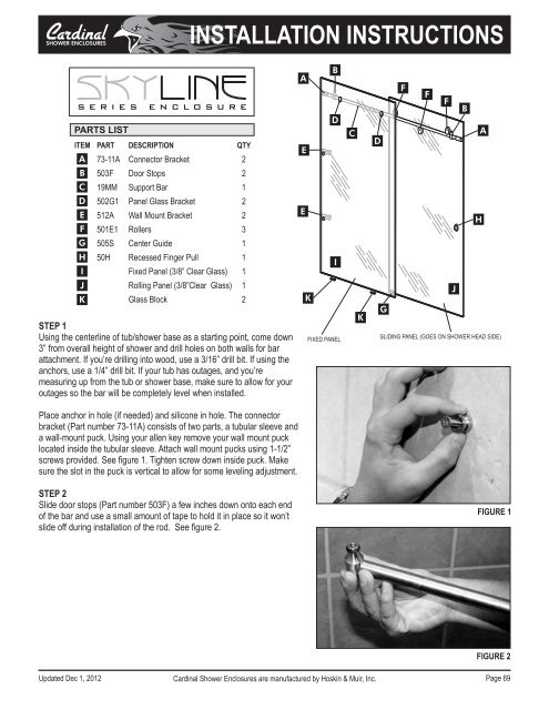 Cardinal Installation Instructions 69 74 Skyline