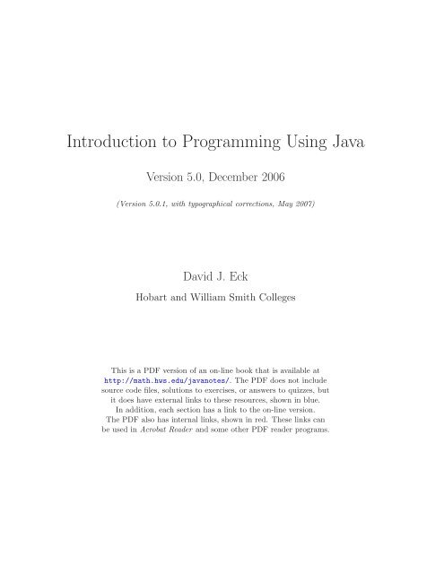 Introduction to Programming Using Java - Department of ...