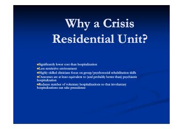 Why a Crisis Residential Unit? - Texas Council of Community Centers