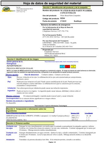 Hoja de datos de seguridad del material - Zep Professional