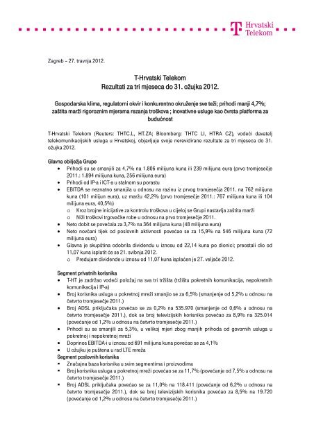 Kompletna objava u .pdf formatu - T-Hrvatski Telekom