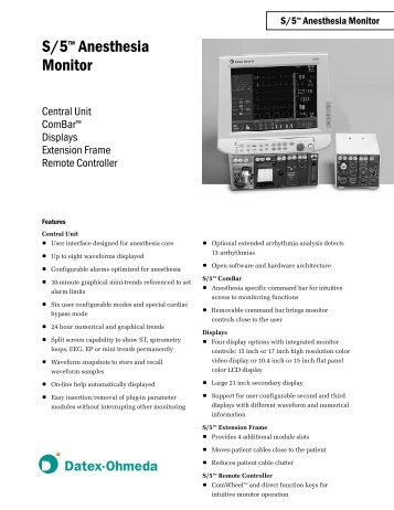 S/5™ Anesthesia Monitor - GE Healthcare