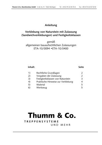 Verklebungen und Festigkeitsklassen von Naturstein - Thumm-co.de