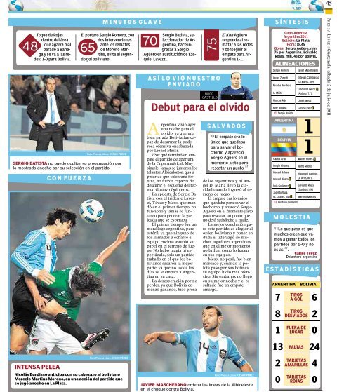 Bolivia opaca debut argentino Bolivia opaca debut ... - Prensa Libre