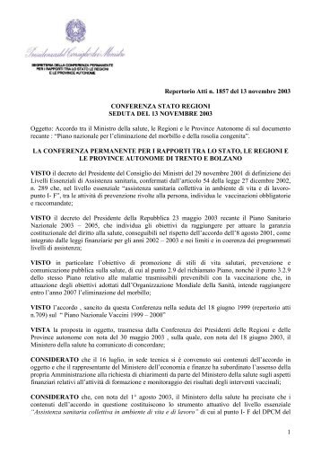 Piano Nazionale di Eliminazione del morbillo - Governo Italiano