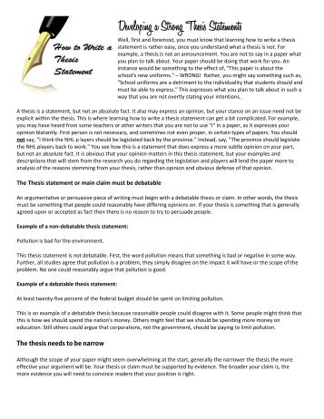 Developing a thesis sentence