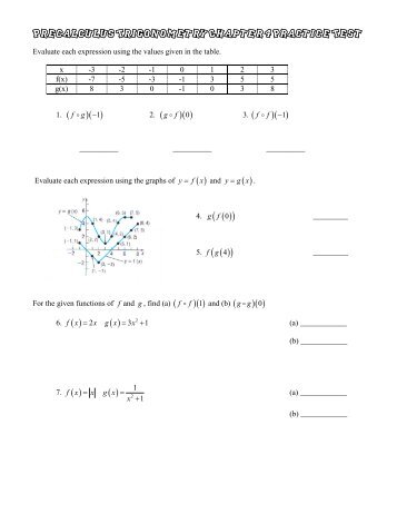 Precalculus Trigonometry Chapter 4 Practice Test ( )0 ( )4