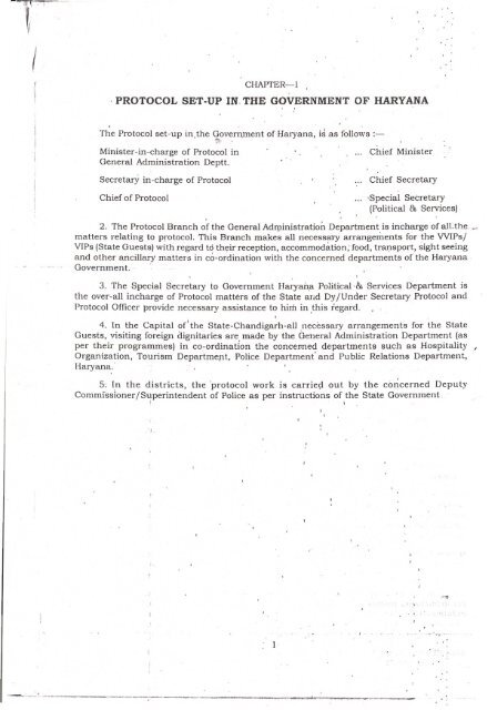 Protocol Manual - Chief Secretary, Haryana