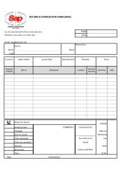 RETURN AUTHORIZATION FORM (RMA) - Sapcorp.net