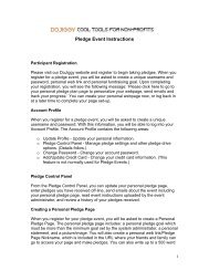 Pledge Event Instructions - Main Home Page - DoJiggy