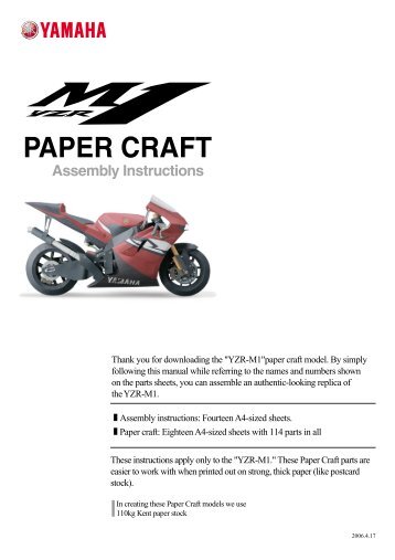 Assembly instructions: Fourteen A4-sized sheets. Paper craft ...