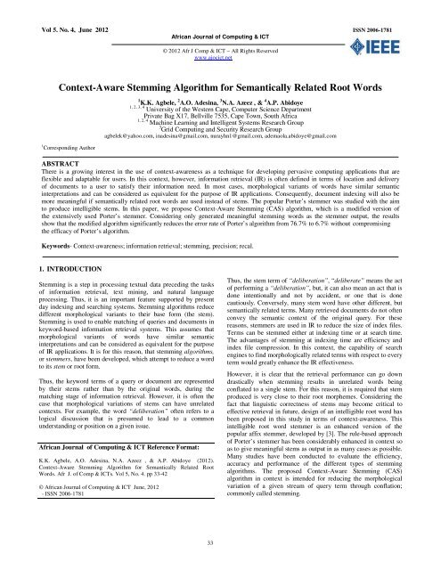 Context-Aware Stemming Algorithm for Semantically Related Root ...