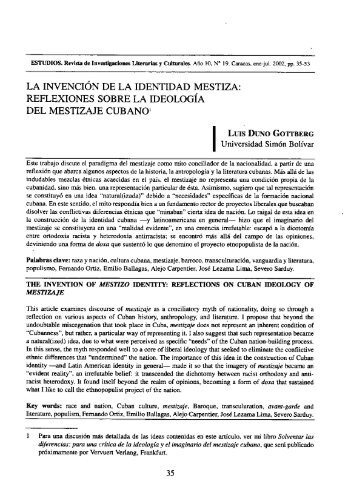 LA INVENCIÃN DE LA IDENTIDAD MESTIZA: - Estudios â Revista ...