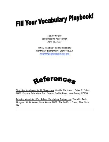 Fill Your Vocabulary Playbook - CalSTAT