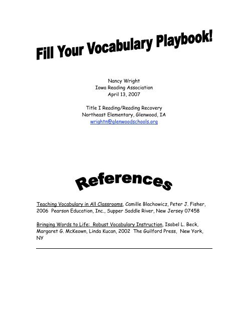 Fill Your Vocabulary Playbook - CalSTAT