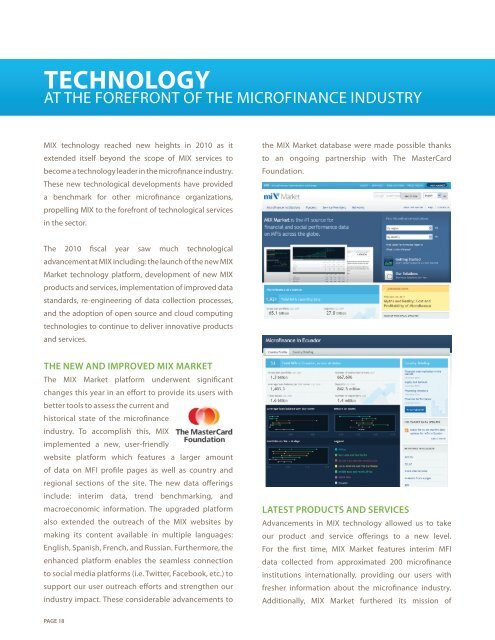 MIX Annual Report FY 2010 - Microfinance Information Exchange