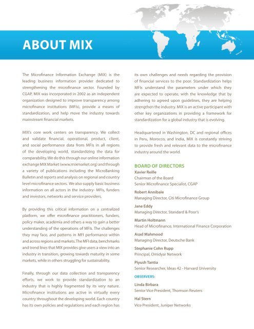 MIX Annual Report FY 2010 - Microfinance Information Exchange