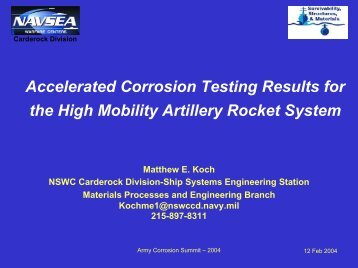Accelerated Corrosion Testing Results for the High Mobility Artillery ...