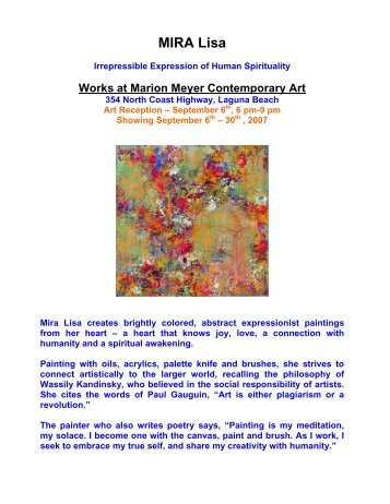 Mira Lisa - Marion Meyer Contemporary Art