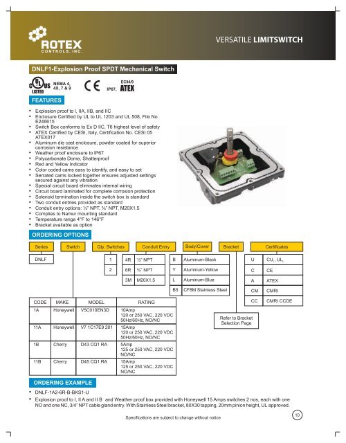 Rotex COMPLETE Limit Switch Catalog 2013.pdf - Rotex Infinity ...