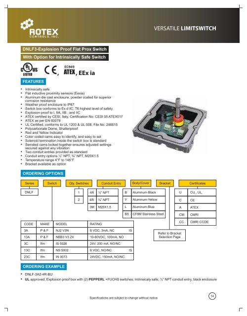 Rotex COMPLETE Limit Switch Catalog 2013.pdf - Rotex Infinity ...