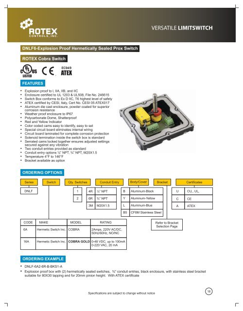 Rotex COMPLETE Limit Switch Catalog 2013.pdf - Rotex Infinity ...