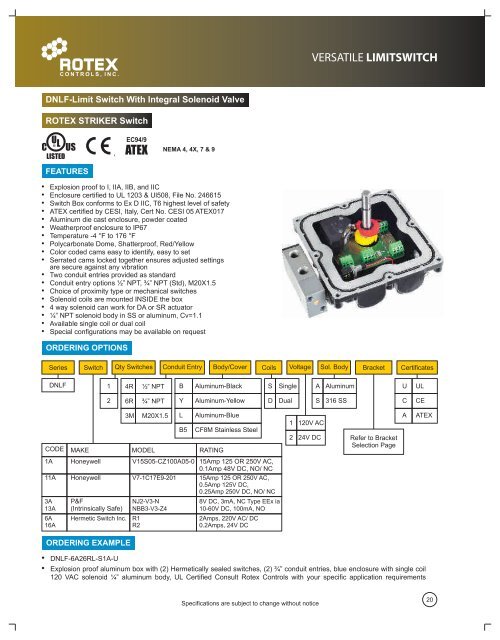 Rotex COMPLETE Limit Switch Catalog 2013.pdf - Rotex Infinity ...