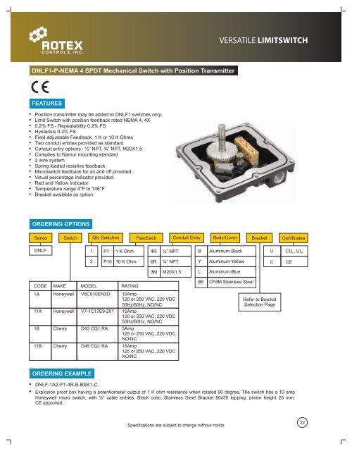 Rotex COMPLETE Limit Switch Catalog 2013.pdf - Rotex Infinity ...