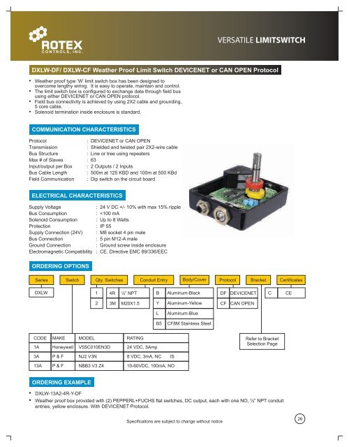 Rotex COMPLETE Limit Switch Catalog 2013.pdf - Rotex Infinity ...