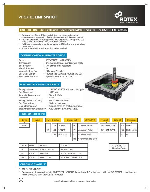 Rotex COMPLETE Limit Switch Catalog 2013.pdf - Rotex Infinity ...