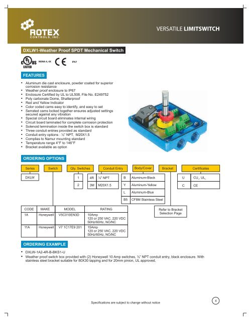 Rotex COMPLETE Limit Switch Catalog 2013.pdf - Rotex Infinity ...